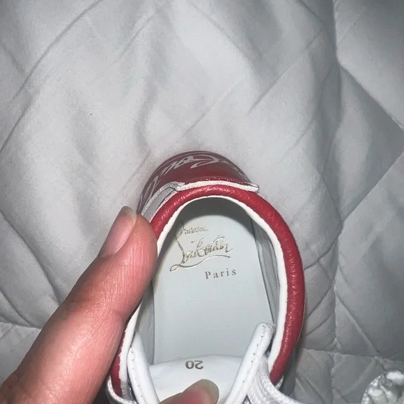 Christian Louboutin Red and White Baby Walkers leather